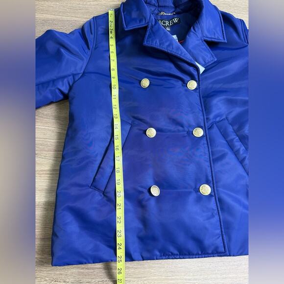NWT J. Crew Peacoat Puffer Jacket In Lightweight Shiny Nylon Blue Size Small - Picture 10 of 12